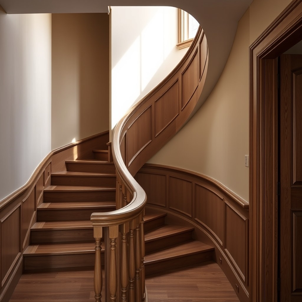 Escalier tournant en chêne massif fabriqué sur-mesure