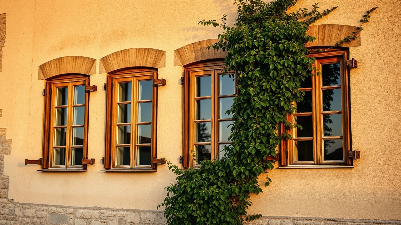 Fenêtres à petits bois restaurées sur une maison de caractère