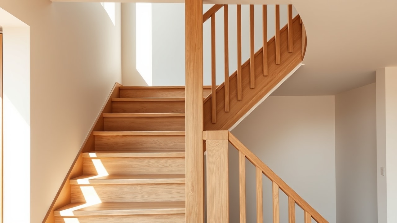 Escalier contemporain en chêne massif fabriqué sur-mesure